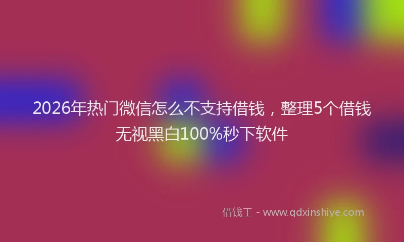 2026年热门微信怎么不支持借钱，整理5个借钱无视黑白100%秒下软件