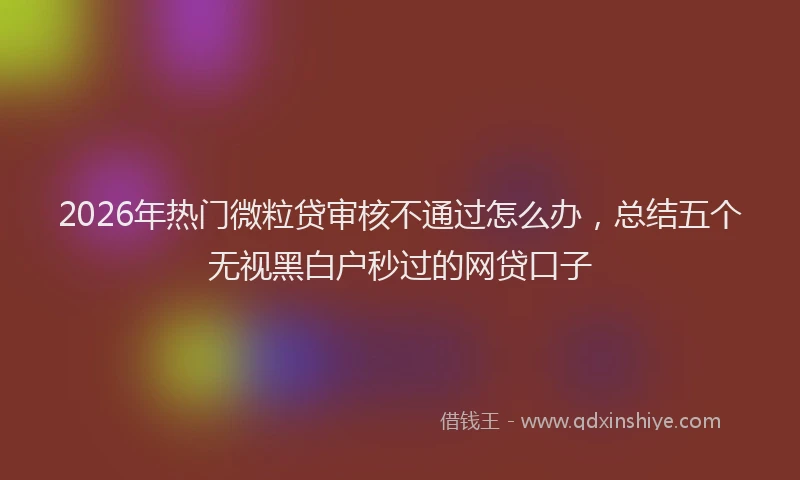 2026年热门微粒贷审核不通过怎么办，总结五个无视黑白户秒过的网贷口子