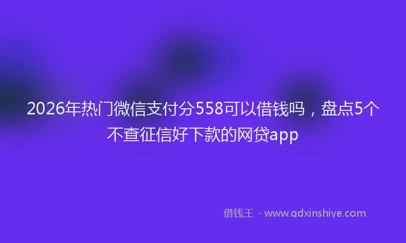 2026年热门微信支付分558可以借钱吗，盘点5个不查征信好下款的网贷app