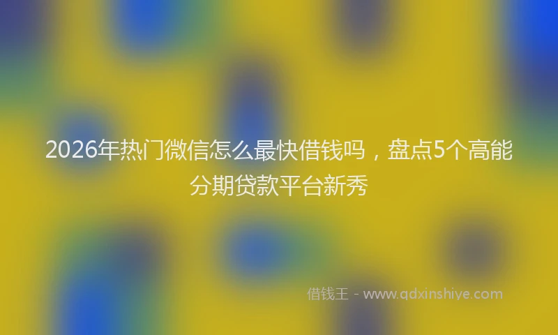 2026年热门微信怎么最快借钱吗，盘点5个高能分期贷款平台新秀