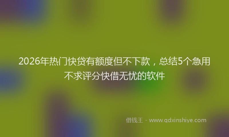 2026年热门快贷有额度但不下款,总结5个急用不求评分快借无忧的软件