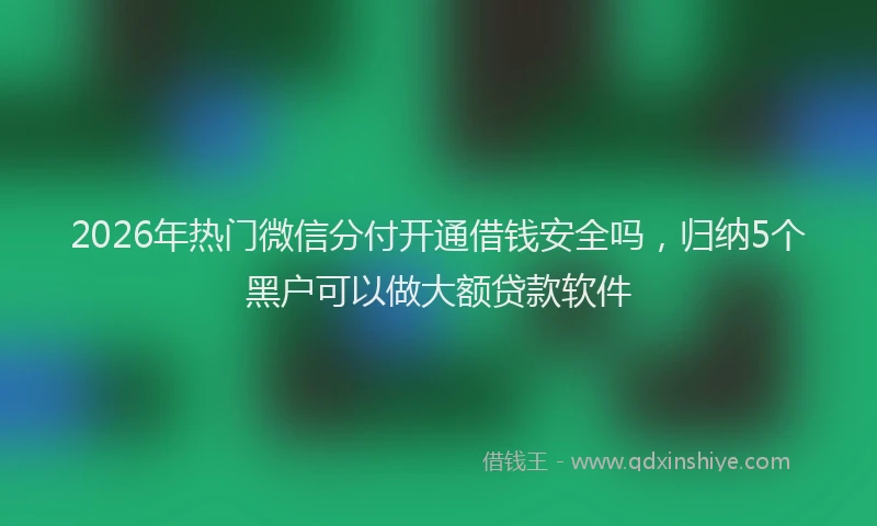 2026年热门微信分付开通借钱安全吗，归纳5个黑户可以做大额贷款软件