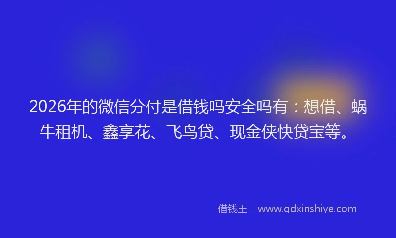 2026年的微信分付是借钱吗安全吗有：想借、蜗牛租机、鑫享花、飞鸟贷、现金侠快贷宝等。