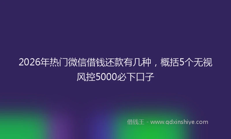 2026年热门微信借钱还款有几种，概括5个无视风控5000必下口子