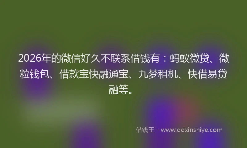 2026年的微信好久不联系借钱有:蚂蚁微贷、微粒钱包、借款宝快融通宝、九梦租机、快借易贷融等。