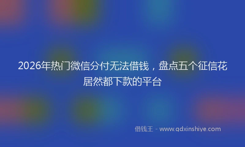 2026年热门微信分付无法借钱,盘点五个征信花居然都下款的平台
