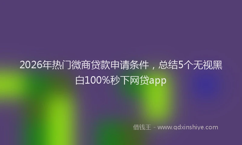 2026年热门微商贷款申请条件，总结5个无视黑白100%秒下网贷app