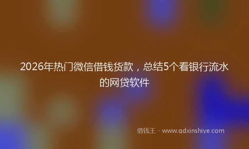 2026年热门微信借钱货款，总结5个看银行流水的网贷软件