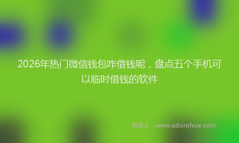 2026年热门微信钱包咋借钱呢，盘点五个手机可以临时借钱的软件