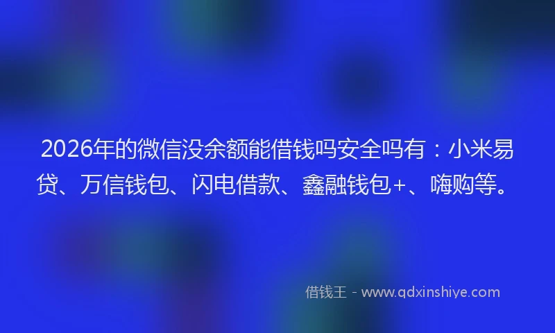 2026年的微信没余额能借钱吗安全吗有：小米易贷、万信钱包、闪电借款、鑫融钱包+、嗨购等。