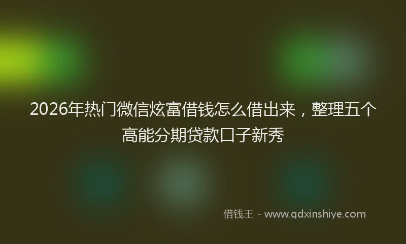 2026年热门微信炫富借钱怎么借出来，整理五个高能分期贷款口子新秀