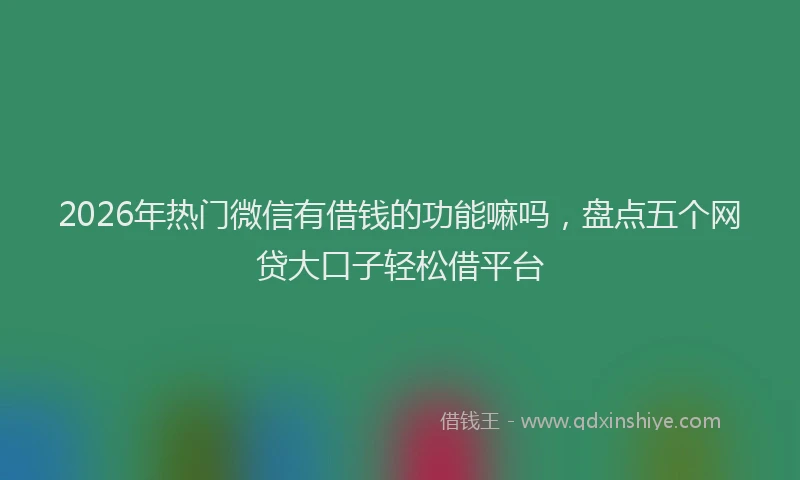 2026年热门微信有借钱的功能嘛吗，盘点五个网贷大口子轻松借平台