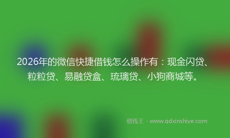 2026年的微信快捷借钱怎么操作有：现金闪贷、粒粒贷、易融贷盒、琉璃贷、小狗商城等。