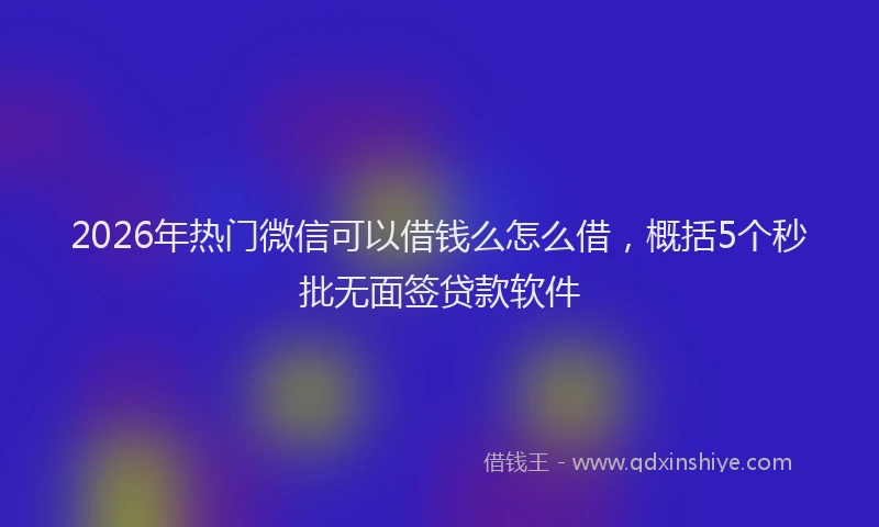 2026年热门微信可以借钱么怎么借，概括5个秒批无面签贷款软件