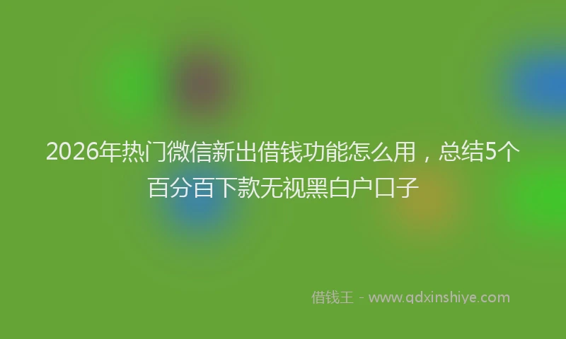 2026年热门微信新出借钱功能怎么用，总结5个百分百下款无视黑白户口子