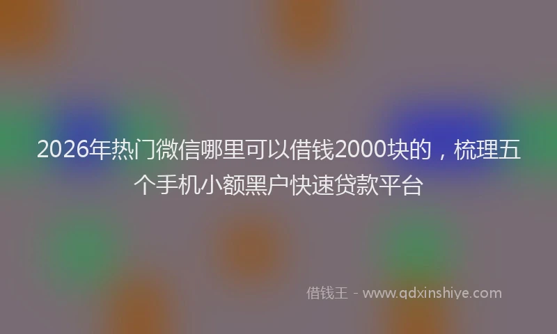 2026年热门微信哪里可以借钱2000块的，梳理五个手机小额黑户快速贷款平台