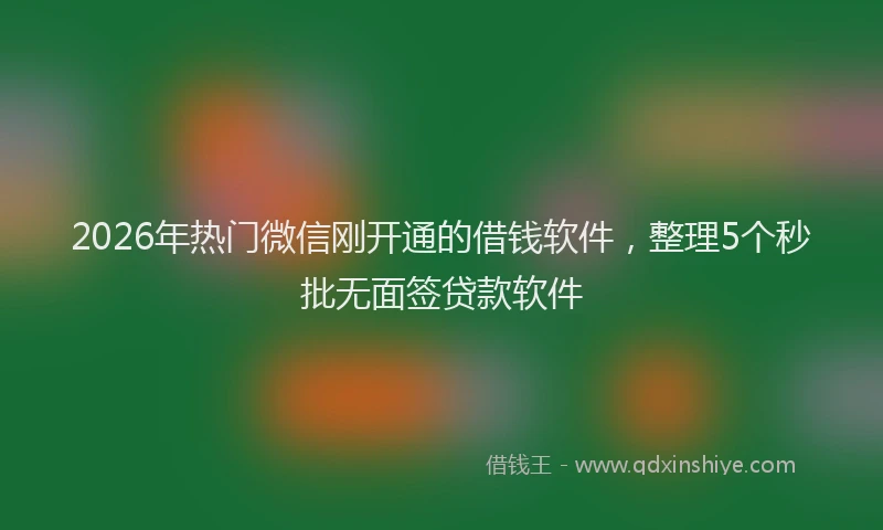 2026年热门微信刚开通的借钱软件，整理5个秒批无面签贷款软件