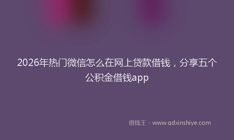 2026年热门微信怎么在网上贷款借钱，分享五个公积金借钱app