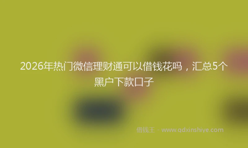 2026年热门微信理财通可以借钱花吗，汇总5个黑户下款口子