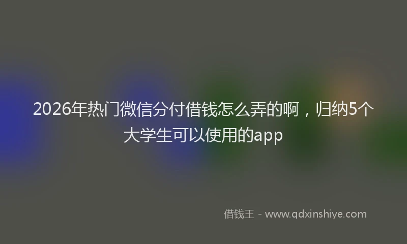 2026年热门微信分付借钱怎么弄的啊，归纳5个大学生可以使用的app