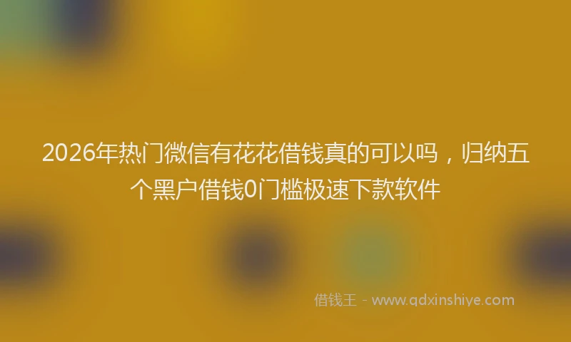 2026年热门微信有花花借钱真的可以吗，归纳五个黑户借钱0门槛极速下款软件