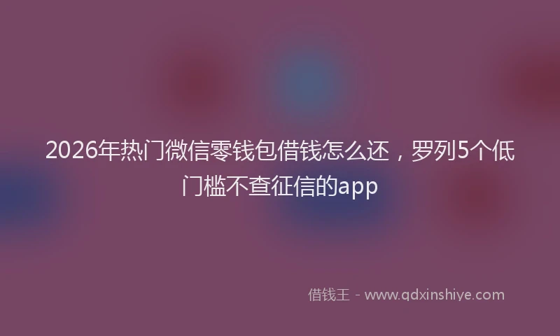 2026年热门微信零钱包借钱怎么还，罗列5个低门槛不查征信的app