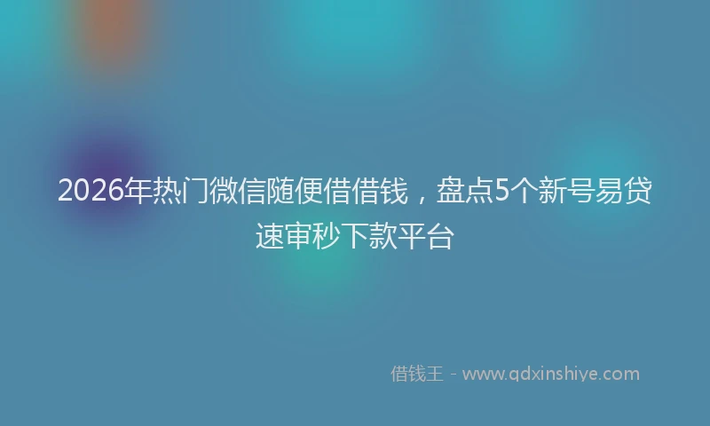 2026年热门微信随便借借钱，盘点5个新号易贷速审秒下款平台