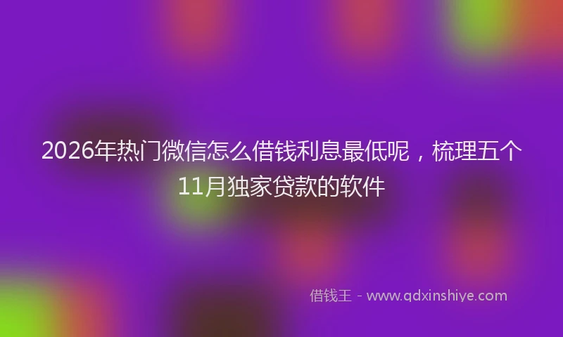 2026年热门微信怎么借钱利息最低呢，梳理五个11月独家贷款的软件