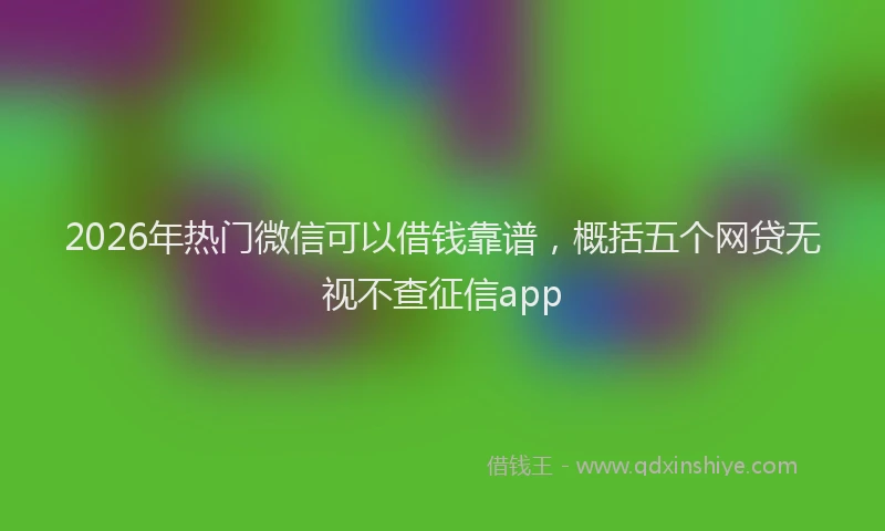 2026年热门微信可以借钱靠谱，概括五个网贷无视不查征信app