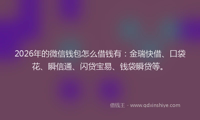 2026年的微信钱包怎么借钱有：金瑞快借、口袋花、瞬信通、闪贷宝易、钱袋瞬贷等。