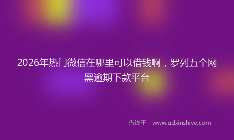 2026年热门微信在哪里可以借钱啊，罗列五个网黑逾期下款平台