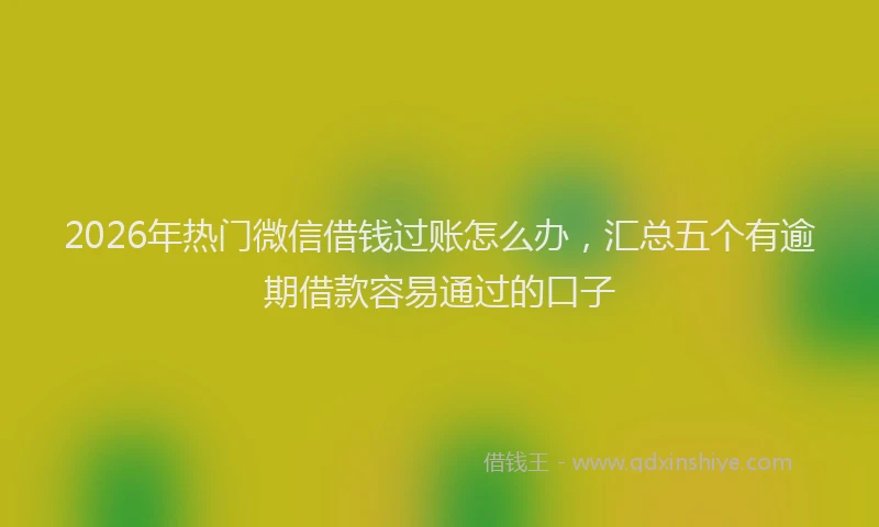 2026年热门微信借钱过账怎么办，汇总五个有逾期借款容易通过的口子