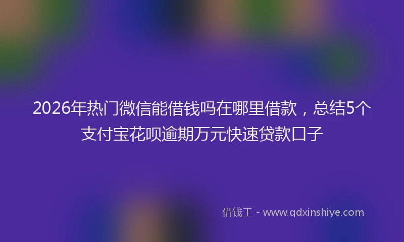 2026年热门微信能借钱吗在哪里借款，总结5个支付宝花呗逾期万元快速贷款口子