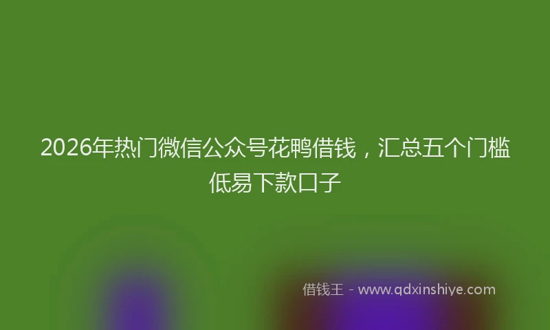 2026年热门微信公众号花鸭借钱，汇总五个门槛低易下款口子