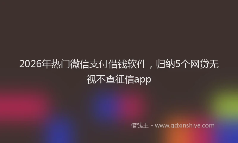 2026年热门微信支付借钱软件，归纳5个网贷无视不查征信app