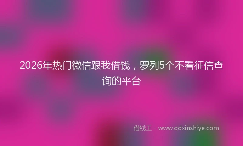 2026年热门微信跟我借钱，罗列5个不看征信查询的平台