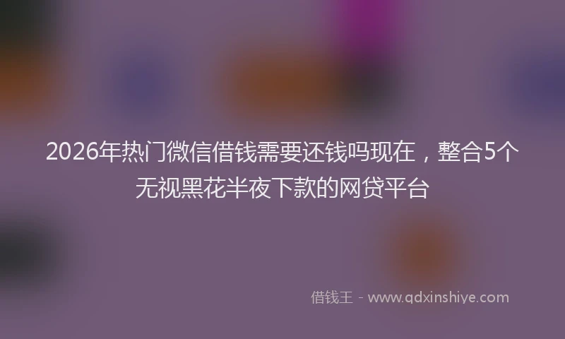 2026年热门微信借钱需要还钱吗现在，整合5个无视黑花半夜下款的网贷平台