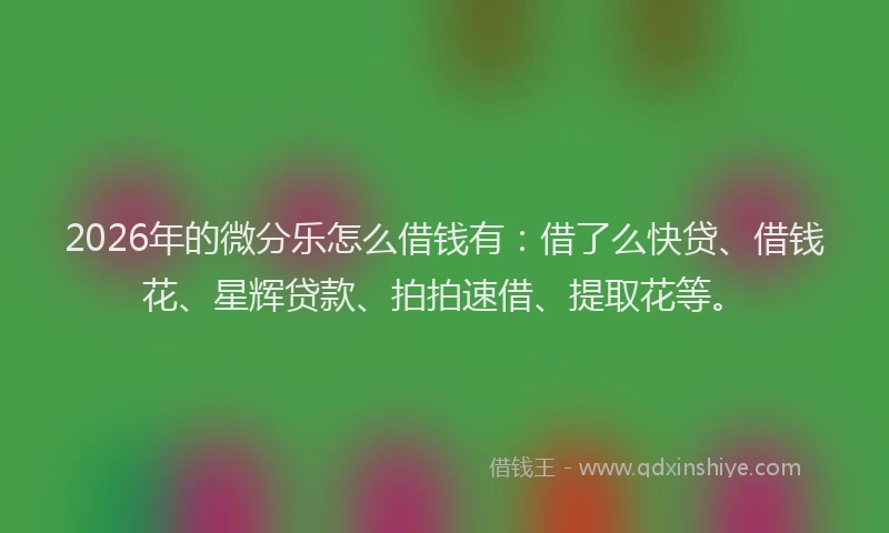 2026年的微分乐怎么借钱有:借了么快贷、借钱花、星辉贷款、拍拍速借、提取花等。