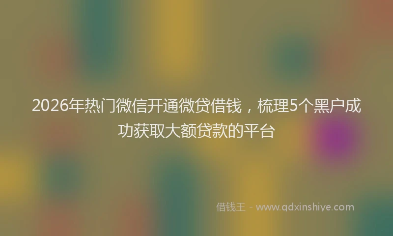 2026年热门微信开通微贷借钱，梳理5个黑户成功获取大额贷款的平台