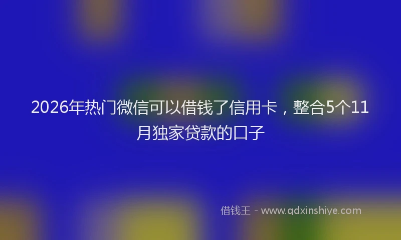 2026年热门微信可以借钱了信用卡，整合5个11月独家贷款的口子