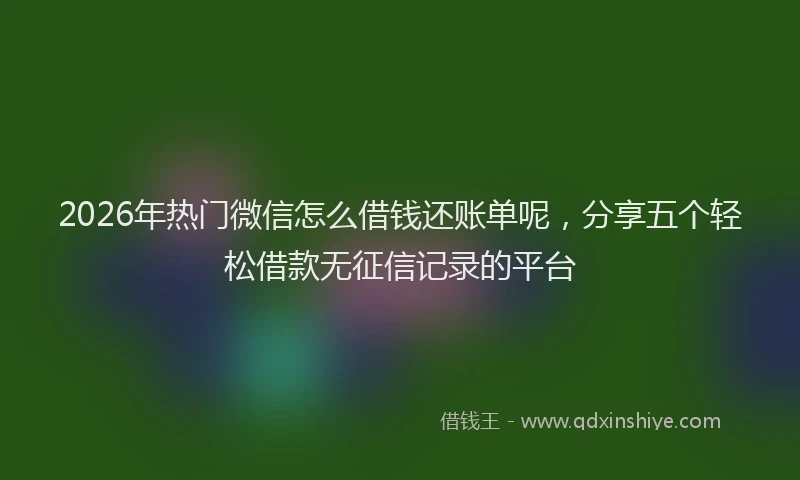 2026年热门微信怎么借钱还账单呢，分享五个轻松借款无征信记录的平台