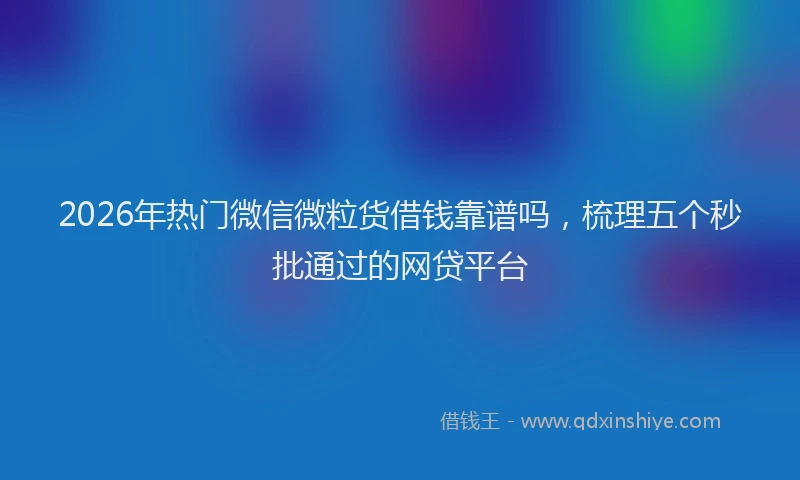 2026年热门微信微粒货借钱靠谱吗，梳理五个秒批通过的网贷平台