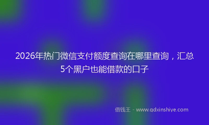 2026年热门微信支付额度查询在哪里查询，汇总5个黑户也能借款的口子
