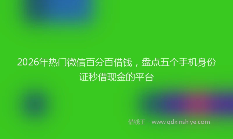 2026年热门微信百分百借钱，盘点五个手机身份证秒借现金的平台
