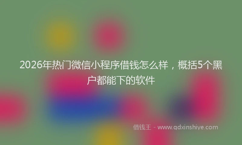 2026年热门微信小程序借钱怎么样，概括5个黑户都能下的软件