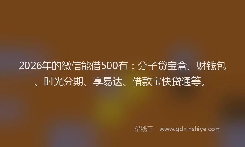 2026年的微信能借500有：分子贷宝盒、财钱包、时光分期、享易达、借款宝快贷通等。