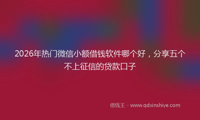 2026年热门微信小额借钱软件哪个好，分享五个不上征信的贷款口子
