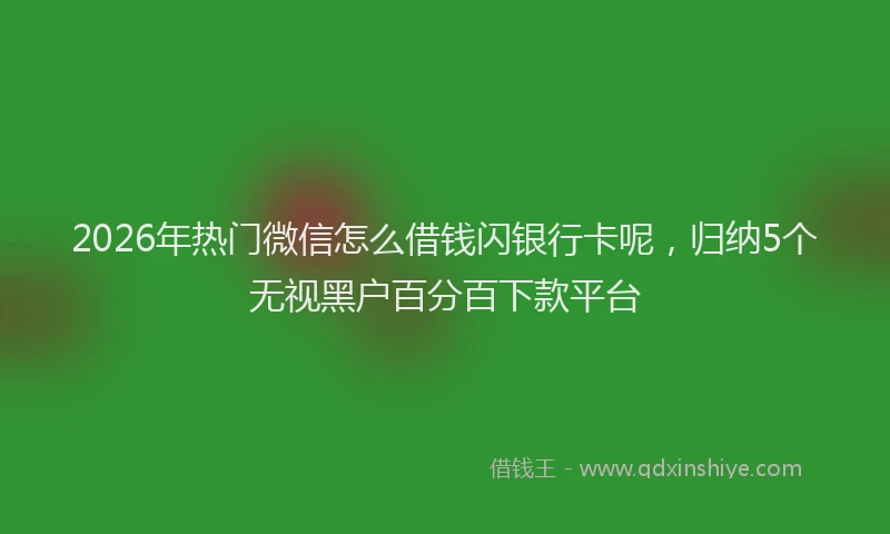 2026年热门微信怎么借钱闪银行卡呢，归纳5个无视黑户百分百下款平台