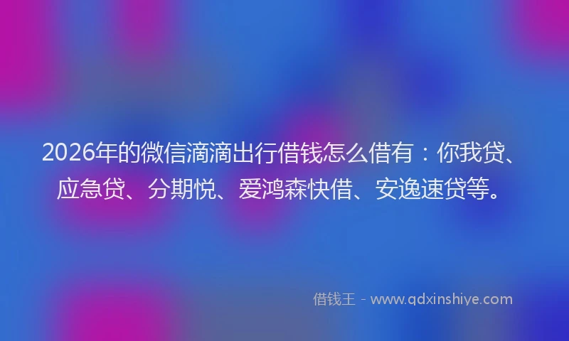 2026年的微信滴滴出行借钱怎么借有:你我贷、应急贷、分期悦、爱鸿森快借、安逸速贷等。