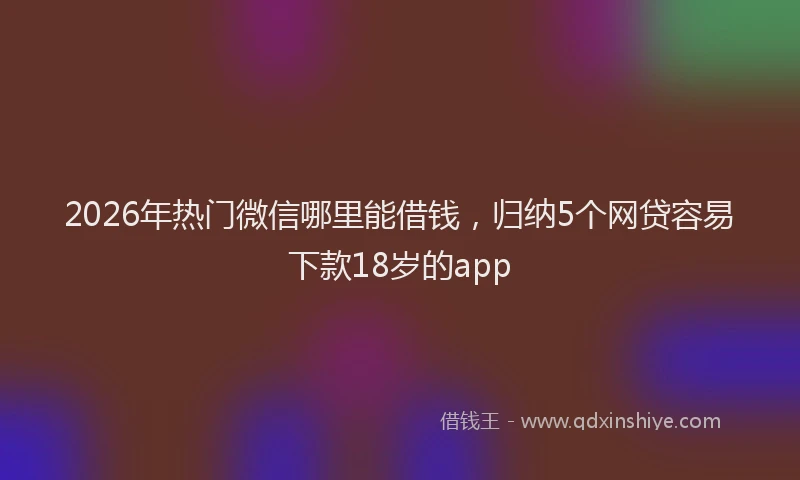 2026年热门微信哪里能借钱,归纳5个网贷容易下款18岁的app